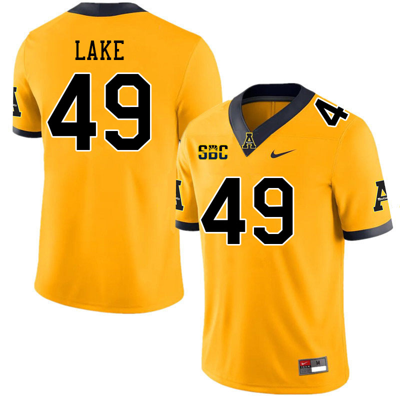 Men #49 Mitchell Lake Appalachian State Mountaineers College Football Jerseys Stitched Sale-Gold - Click Image to Close